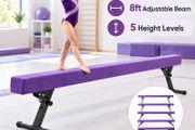 Adjustable Gymnastics Balance Beam for Kids 8ft Purple