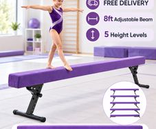 Adjustable Gymnastics Balance Beam for Kids 8ft Purple