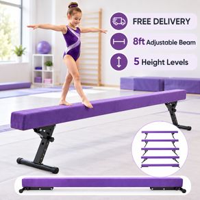 Adjustable Gymnastics Balance Beam for Kids 8ft Purple