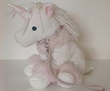 White and Pink Plush Unicorn with Glitter Horn and Pink Accessories
