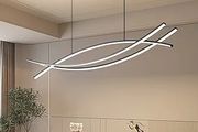 120CM Adjustable Pendant Light, Black Modern LED Ceiling Lights Dimmable 10 to 100 Kitchen Island Lighting 3000K/4500K/6000K 3 Color Chandeliers for Dining, Living Room