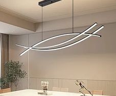 120CM Adjustable Pendant Light, Black Modern LED Ceiling Lights Dimmable 10 to 100 Kitchen Island Lighting 3000K/4500K/6000K 3 Color Chandeliers for Dining, Living Room