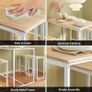 Dining Table Set with 4 Bar Stools Space Saving Design 100 x 60 x 96cm Natural Image 4