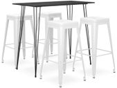 5 Piece Bar Set Black and White