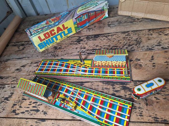 Vintage Local Shuttle Tin Toy Train Set