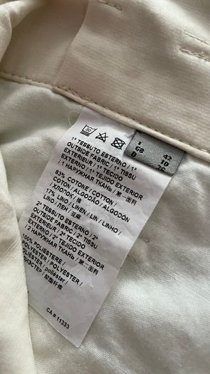 Pinko Cream Cotton Linen Blend High-Waisted Cropped Trousers - Tailored Summer Style Size 10