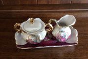 Vintage Minature Creamer &amp; Sugar bowl set on tray