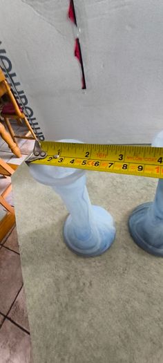 Set of 2 Colored glass Pud Vases / candlestick.