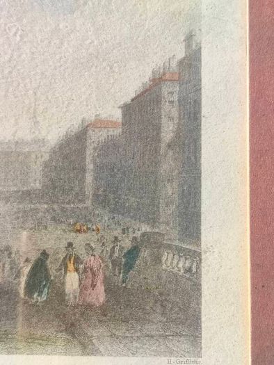 Vintage Coloured Engraving of Sackville Place Dublin