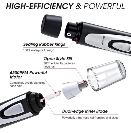 Ear and Nose Hair Trimmer Clipper, 2022 Professional Painless Eyebrow & Facial Hair Trimmer for Men Women, Battery-Operated Trimmer with IPX7 Waterproof, Dual Edge Blades for Easy Cleansing (FREE POSTAGE)