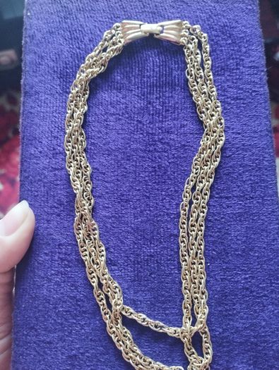 Vintage gold tone multi chain necklace with beautiful clasp.