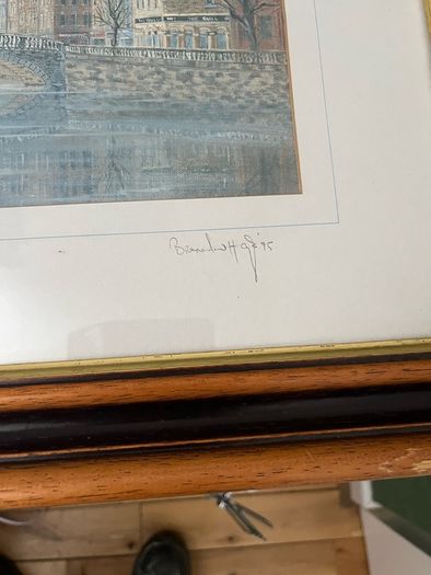 Signed lithograph by Breandan Hayes . Arran quay