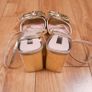 Be Mine Gold Metallic Shimmer Block Heel Sandals Bow Detail 8UK/42EU/26.5cm Image 5