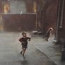 Marc Grimshaw - Original Pastel of - Children In A Rainy Street - Signed Image 10