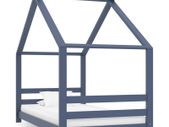 Kids Bed Frame Grey Solid Pine Wood 80x160 cm
