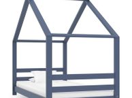 main image for ad Kids Bed Frame Grey Solid Pine Wood 80x160 cm
