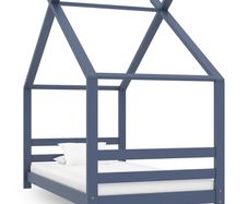 Kids Bed Frame Grey Solid Pine Wood 80x160 cm