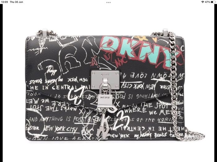 DKNY Elissa Leather Graffiti Handbag