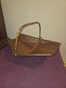 1950's Folding Bamboo Fruit Basket