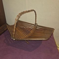 1950's Folding Bamboo Fruit Basket