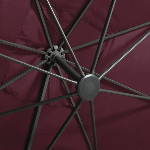 Cantilever Umbrella with Pole and LED Lights Bordeaux Red 300 cm