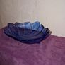 Vintage blue glass leaf dish bowl Image 2