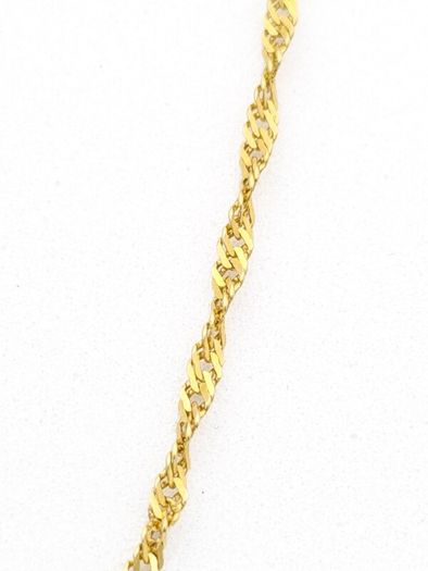 925 Vintage Gold Plated Sterling Silver Italian Signed Flat Curb Diamond Cut Long Chain