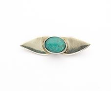 925 Vintage Sterling Silver Turquoise Brooch, 1982