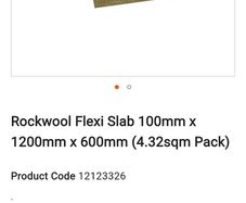 Rookwool Flexi Slab ( 4.32m2 pk) 100mmx 1200mmx 600