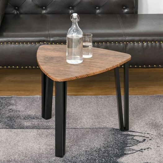 3 PCs Stackable Coffee Table Set Accent Furniture MDF Steel Frame Walnut (FREE POSTAGE)
