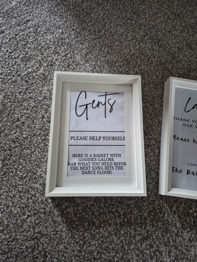 Wedding bathroom signs