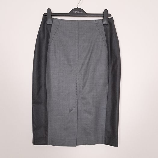 Quin & Donnelly Grey Two-Tone Professional Tailored Pencil Midi Skirt 12UK/40EU