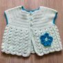 hand made baby girl's sleeveless cardigan 6-9m approx Image 2