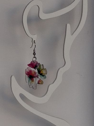 Vibrant Poppy Blossom Watercolour Earrings