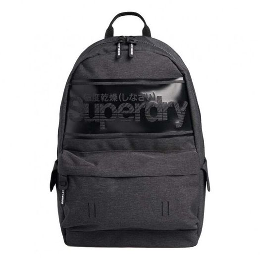 Brand New || Superdry Stripe Logo Montana Backpack - Charcoal Grey Marl