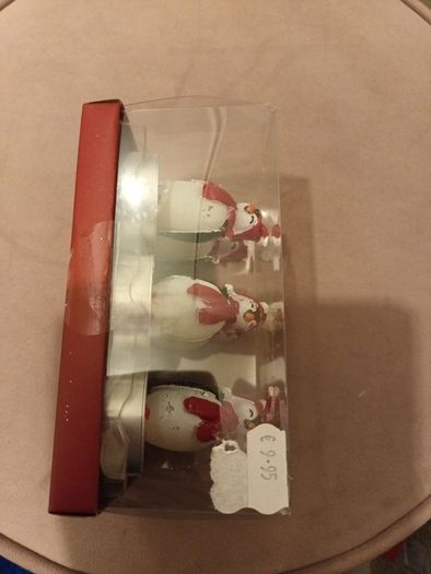 6 christmas 3D penguin candles