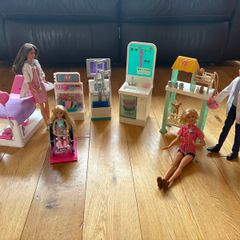 Barbie doctor set, Barbie and Ken vet set plus Chelsea in wheelchair set. 3 set bundle