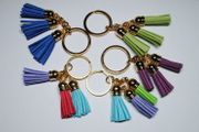 Boho Style. Triple Leather Tassels Keychain