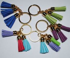 Boho Style. Triple Leather Tassels Keychain