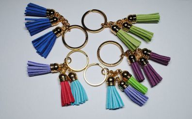 Boho Style. Triple Leather Tassels Keychain