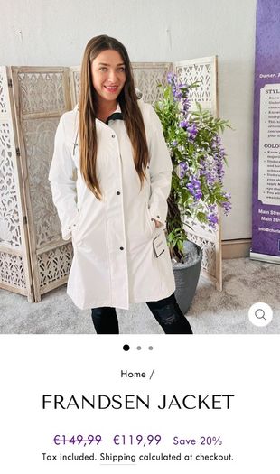 womens jacket water repellent windproof breathable Frandsen taped shoulders off white size 10/12