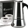 Rainbean Moka Stove Top Pot Espresso Maker 300 ml / 6 Cups Stainless Steel Gift Set works on Induction Hob Image 3