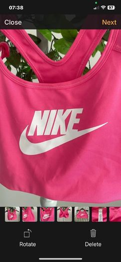 nike cropped top/bra large pink with Nike logo