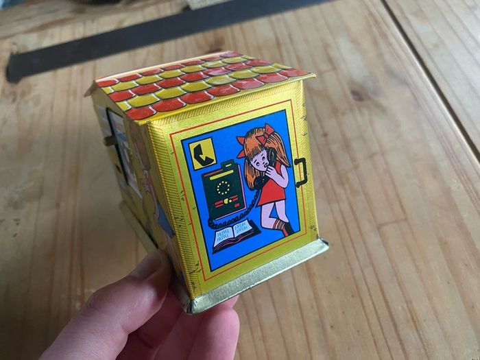 Vintage Beauty Saving Bank Post Office Tin Piggy