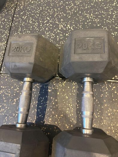 Dumbbells Rubber Hex 20kg Pair