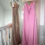 Peach Pink Ruffle Strap Long Gown Image 3