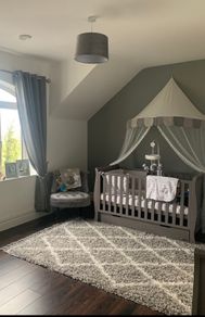 Rug, lampshade, curtains, canopy.