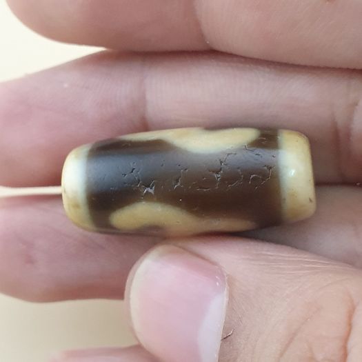 Vintage Unique Pattern Himalayan Tibetan Agate Dzi Bead Amulet