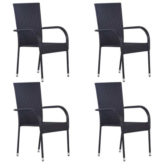5 Piece Garden Dining Set Black