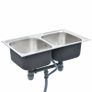 Kitchen Sink Double Basin with Strainer & Trap Stainless Steel Image 4
